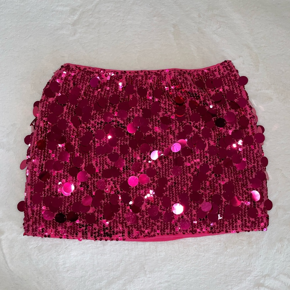SHEIN Fuchsia Sequin Mini Skirt